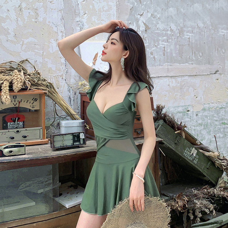 游泳衣女2025新款夏遮肚显瘦韩国风连体式聚拢保守大码温泉游泳装