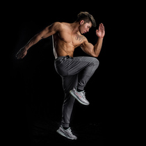 Fitness pant men's spring and autumn leisure pants running training small leg closing band foot ventilation pants loose