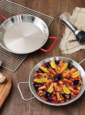 paella不锈钢西班牙海鲜饭锅卜卜贝平底锅烩饭意面炸鸡盘小龙虾盘