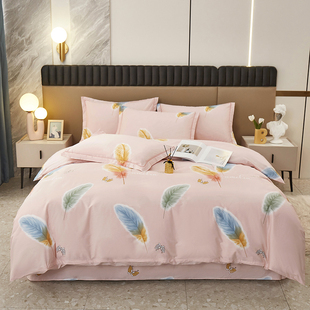 A类100%全棉四件套单件套床单被套床笠三件套床上用品四季通用款