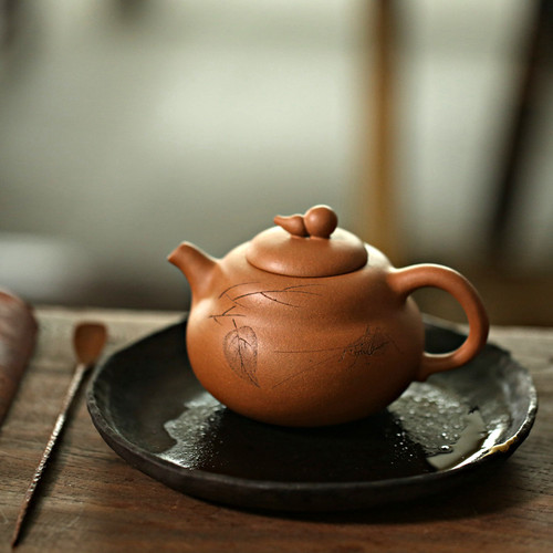 纯手工一水堂文人刻绘老段泥茶具