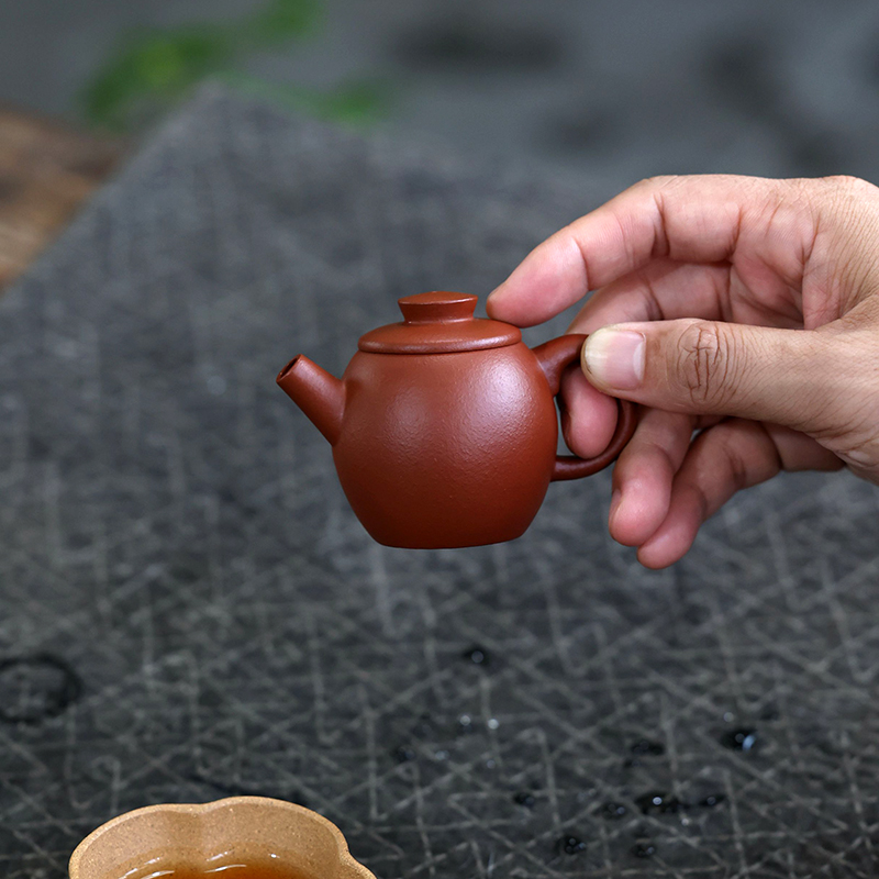 一水堂宜興原礦手工紫砂壺家用泡茶壺朱泥巨輪珠65和140毫升