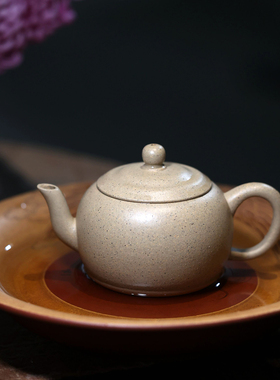 一水堂宜兴原矿手工紫砂壶本山段泥水滴壶120cc内推球孔冒油包浆