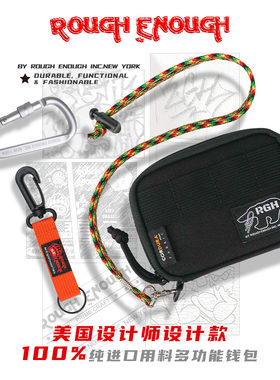 Rough Enough男生钥匙包新款帆布卡包钱包二合一证件包户外零钱包