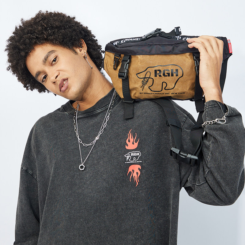RGH 美式复古沙漠废土风斜挎包男女机车骑行腰包户外功能防水胸包