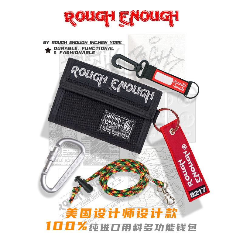 Rough Enough潮牌帆布钱包男学生证驾驶证收纳包卡包零钱包女简约-封面