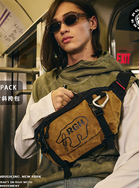 RGH 复古沙漠斜挎包男款机车骑行腰包户外防水大容量登山徒步胸包