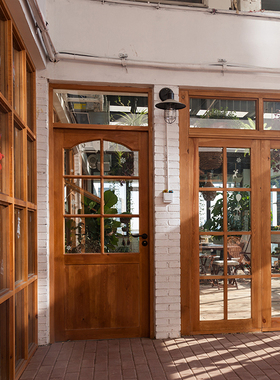 定制厨房卫生间松木实木玻璃门 咖啡奶茶甜品店服装店玻璃木门