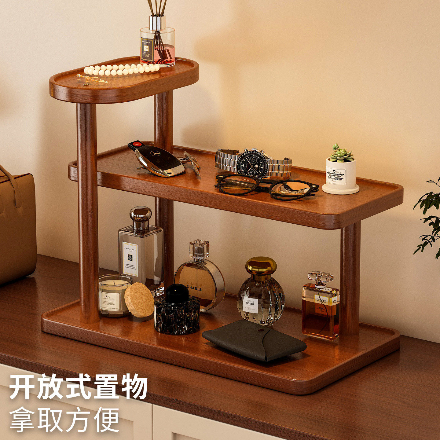 玄关置物架入户进门桌面钥匙收纳架小户型香薰首饰化妆品摆放架子