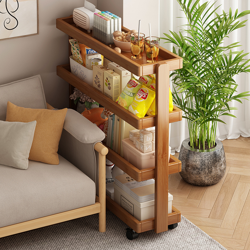 窄缝置物架多层收纳架家用客厅沙发边几柜多功能可移动零食小推车