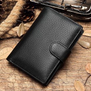 RFID防磁时尚男士头层牛皮短款钱包真皮美金夹多功能多卡位零钱包