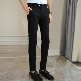 男纯色青春韩版 修身 春秋薄款 男士 男黑色小脚裤 商务西裤 长裤 休闲裤