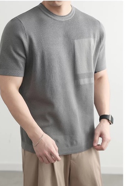 商务休闲百搭基础短袖T恤男春夏宽松圆领针织透气亲肤上衣YDL6703