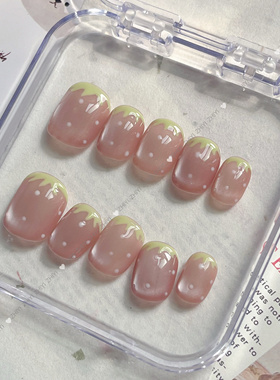 穿戴甲手工穿戴甲草莓奶油小清新可爱小短甲纯手工穿戴甲甲片