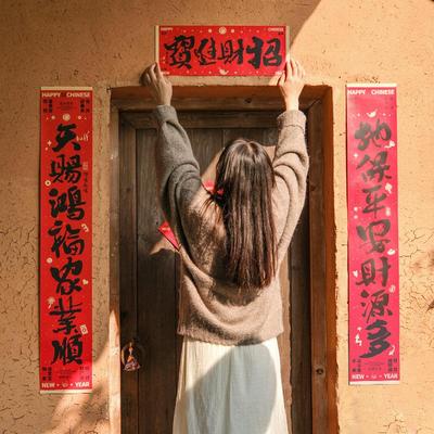 家用大门蛇年新款毛笔字对联