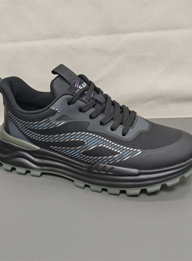 男鞋黑色厚底防滑运动鞋软底百搭跑步鞋潮鞋2025冬季新款男士鞋子