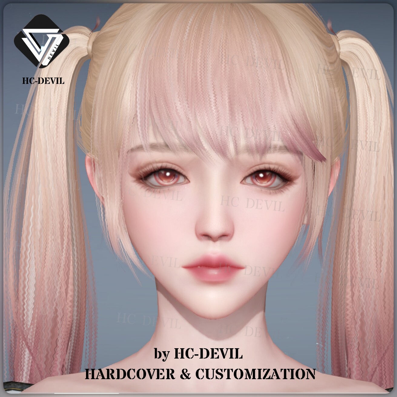 天谕手游捏脸数据成女 双马尾蜜桃 全职通用【hc-devil】