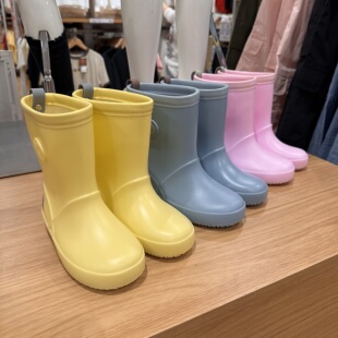出口日本新款男女儿童宝宝 中筒雨靴 防滑防水胶鞋 纯色日系