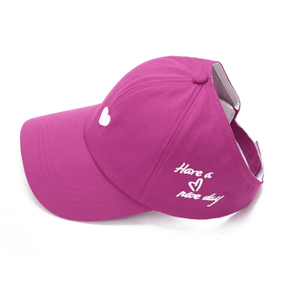 亲子爱心刺绣扎高马尾半空顶帽子女夏天遮阳棒球帽儿童百搭鸭舌帽