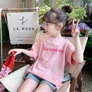 洋气体恤 T恤2024新款 纯棉宽松上衣宝宝夏季 儿童韩版 夏装 女童短袖