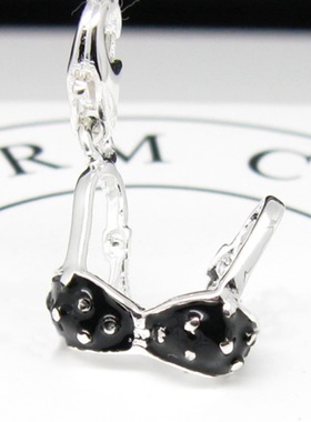 黑色比基尼上装吊坠-托马斯萨博龙虾扣挂坠镀银饰品 Bikini charm