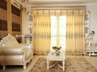 厂家直批售高档加厚雪尼尔皇冠绣花窗帘 欧式轻奢绣花成品窗帘布
