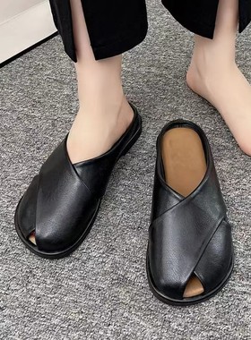 甜美平底包头拖平底居家鞋