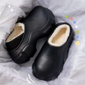 2023家居外穿增高防水包跟简约保暖毛绒鞋 降温厚底棉拖鞋 女士冬季
