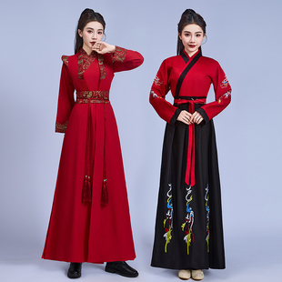 改良古装汉服中国风女侠客剑舞国学服鼓舞表演男学生新款毕业典礼