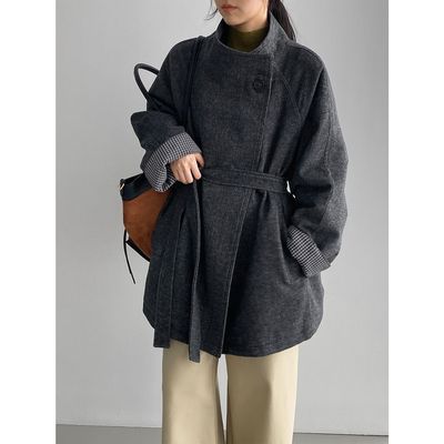 2025新款羽绒服女款中长款冬日白鸭绒内胆立领廓版格子风衣外套女