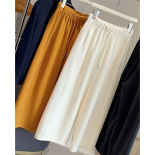 小个子九分香蕉裤女秋冬仿羊绒加厚宽松休闲高腰垂感百搭阔腿裤子