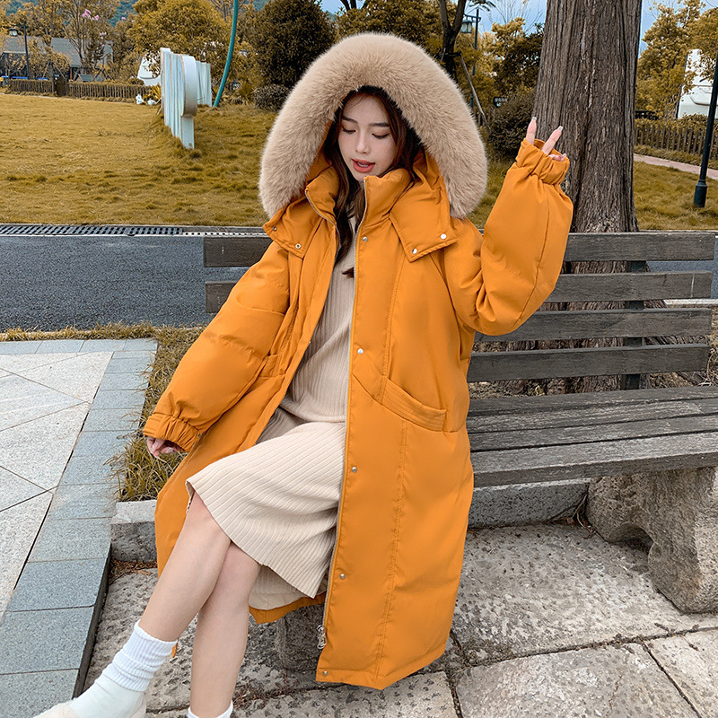 2025新款冬季韩版加肥加大特大码女装狐狸毛领长款加厚羽绒服大衣