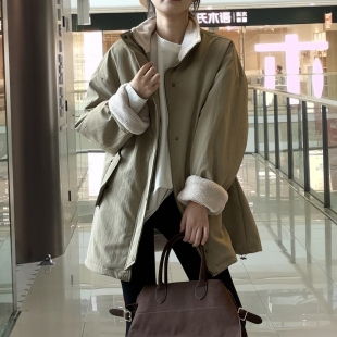 派克服女冬内里保暖百搭立领 羊羔毛工装 外套2025新款 今年流行爆款