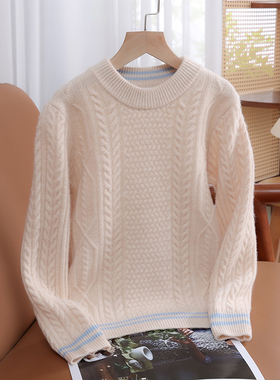 儿童羊绒衫女童双股厚款半高领针织打底衫男童中大童羊毛衫毛衣