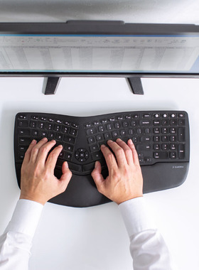 日本SANWA人体工学蓝牙键盘背光呼吸灯附腕托可连3设备ERGC2黑色