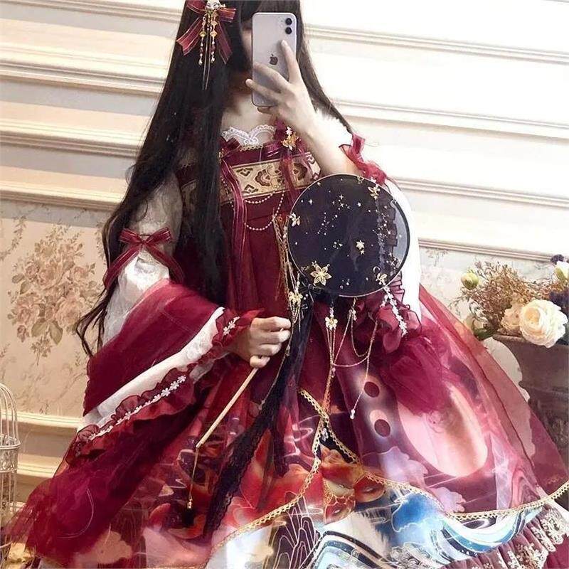 秋冬中华风蛟龙戏珠网纱OP洛裙