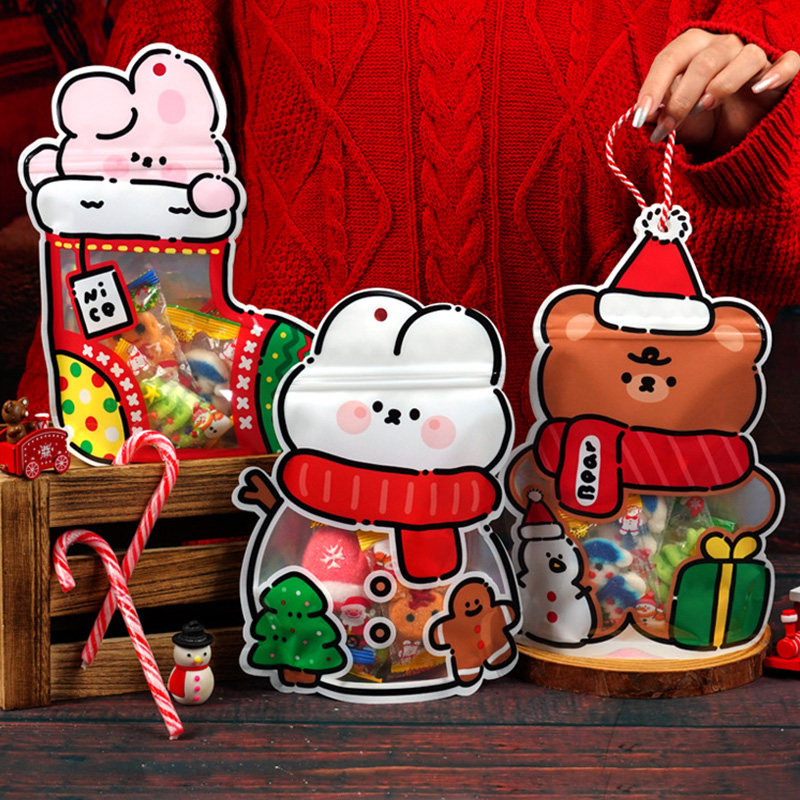 圣诞节袜子礼物袋儿童糖果袋饼干包装袋自封袋创意节日礼品袋密封