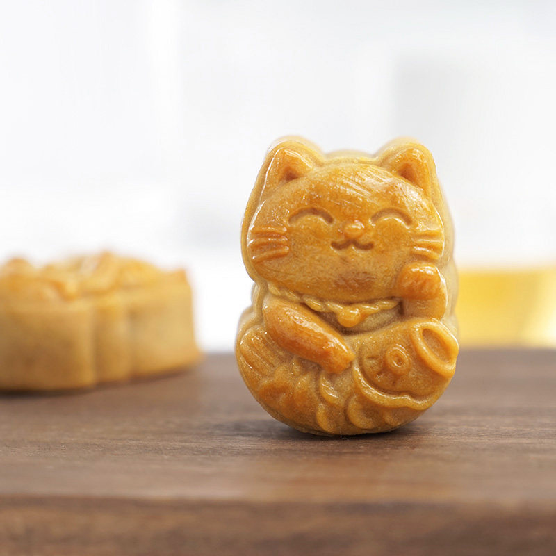 招财猫50g卡通流心月饼模具酥点模下午茶糕点手压模印模食品级