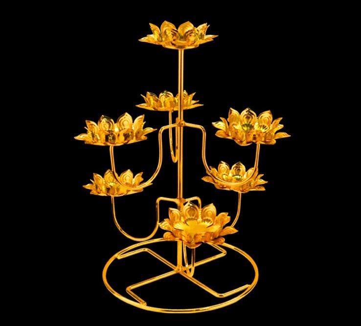 拆装七彩三层七星酥油灯座双片莲花灯座灯架F灯供灯