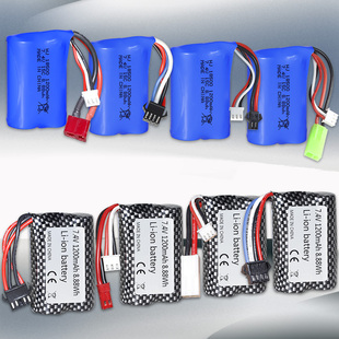 7.4V 1200mAh锂电池组15C倍率18500遥控飞机高速车配件遥控船电池