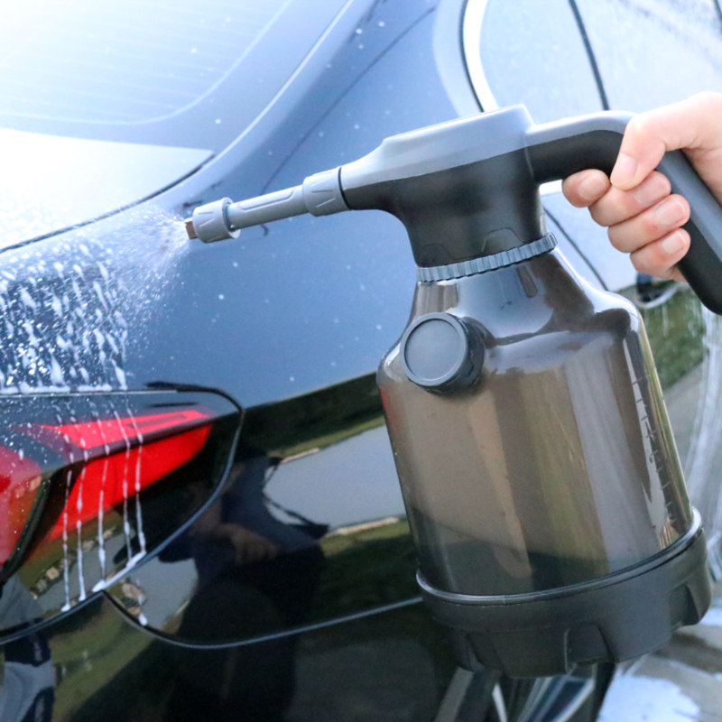 电动喷壶灰黑充电泡沫款洗车清洁大容量透明防水机身加长喷雾器