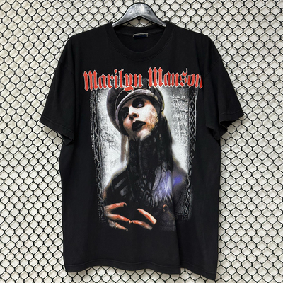 玛丽莲曼森vintage高街短袖t恤棉