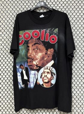 Coolio库里奥饶舌歌手美式复古vintage高街痞帅潮牌纯棉短袖t恤男