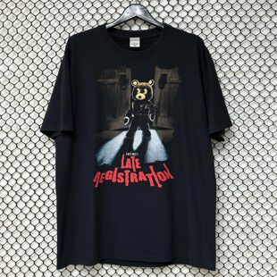 Kanye West侃爷辍学小熊美式复古vintage高街潮牌短袖t恤男女同款