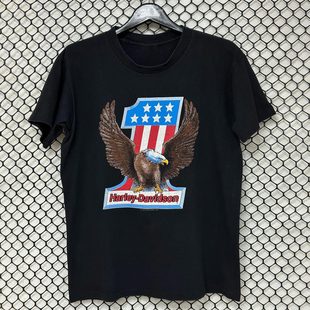 美式 FOG街头休闲潮流落肩重磅纯棉t恤男 复古摩托机车老鹰印花短袖