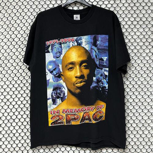 美式复古2PAC图派克rap说唱T恤
