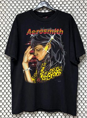 Aerosmith史密斯飞船摇滚乐队美式复古vibe高街潮牌重磅棉短袖t恤