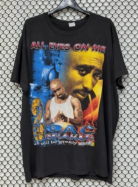 2Pac图派克说唱歌手美式复古vintage高街潮牌纯棉短袖t恤男女同款