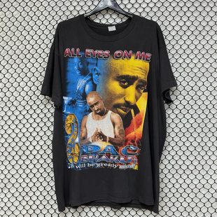 t恤男女同款 2Pac图派克说唱歌手美式 复古vintage高街潮牌纯棉短袖