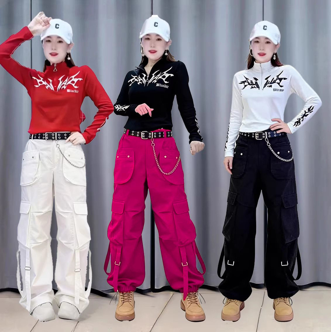 秋冬跳舞广场舞修身长袖T恤打底衫工装裤休闲裤套装两件套演出服,女装/女士精品,休闲运动套装,淘宝优惠券,粉丝福利购,淘宝优惠卷